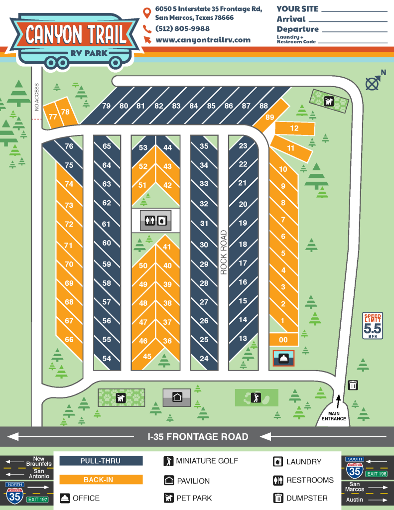 Canyon Trail RV Park Park Map